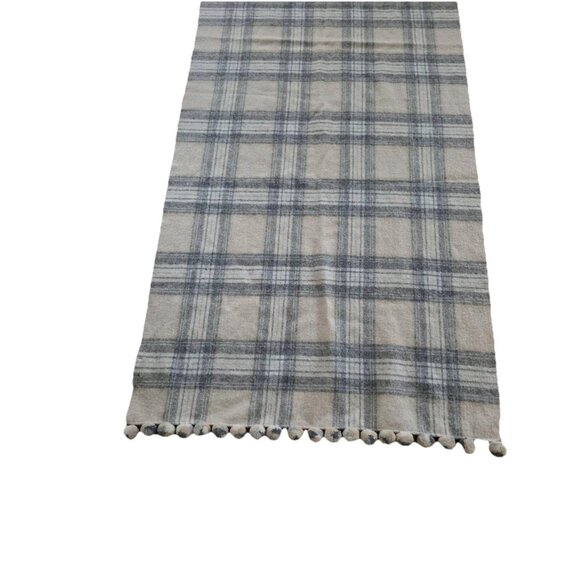 J. Crew Plaid Scarf Wool Wrap Womens Scarf Pom Pom Tassel A001448 - Picture 8 of 10